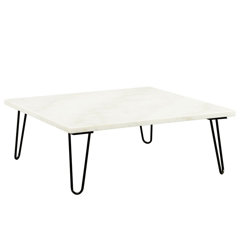 Corrigan Studio® Leonne 4 Legs Coffee Table, White Marble Top Coffee